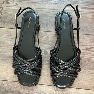 NIB Women’s Tory Burch Multi Strap Snake Embossed sandal 8.5